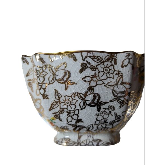 BCM Nelson Ware Chintz Cream and Sugar Set England Gold Floral - Picture 6 of 10